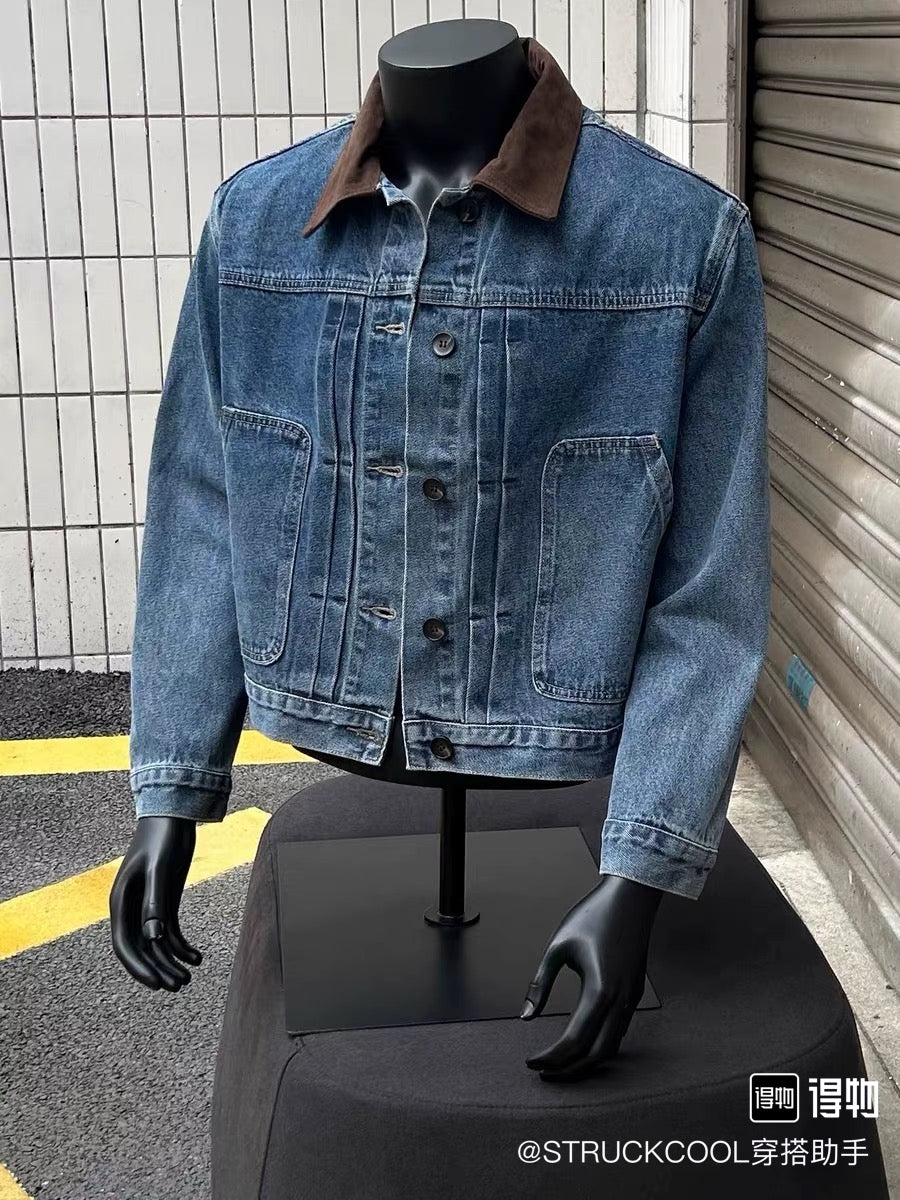 Daper Corduroy Collar Denim Jacket
